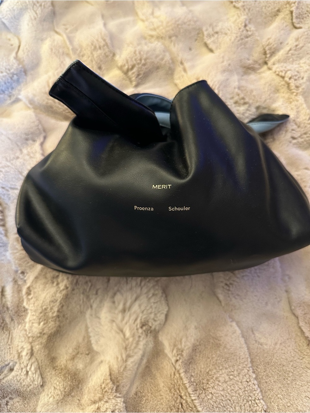 Proenza Schouler Merit Black Leather Knot Wristlet